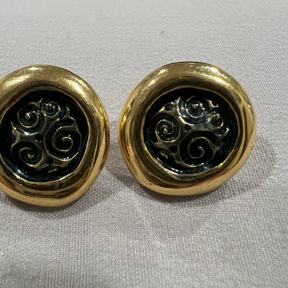 Givenchy Gold and Black Swirl Earrings